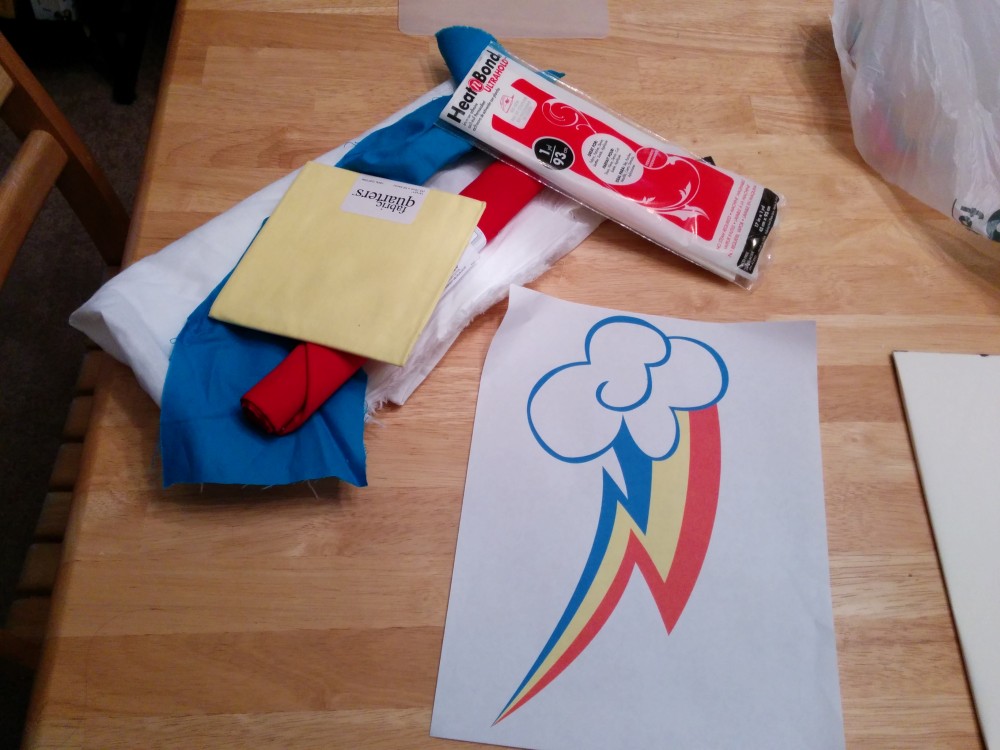 I'm not kidding.  The idea to make a Rainbow Dash cutie mark shirt hit me yesterday afternoon.
