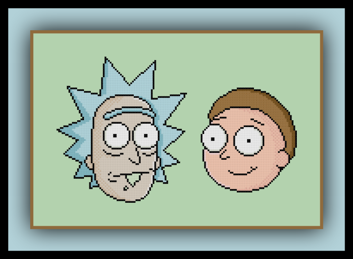 Preview of Rick and Morty Big Heads cross-stitch pattern