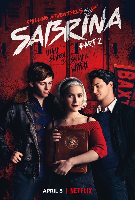 Harvey, Sabrina, and Nick from the tv show Chilling Adventures of Sabrina.