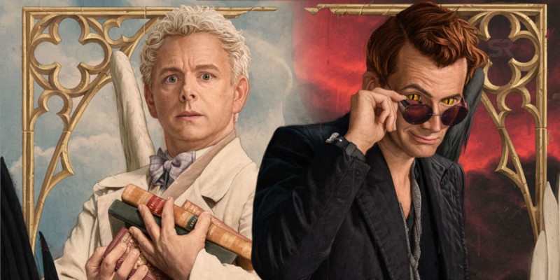 What I'm watching in June: Good Omens. Image features Aziraphale and Crowley from the show.