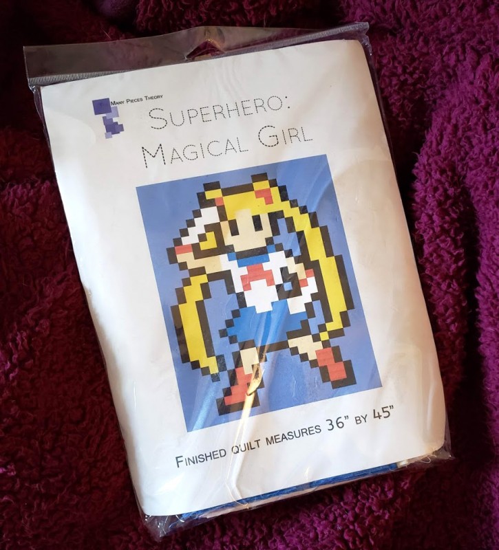 The pixel art Magical Girl quilt kit I bought.