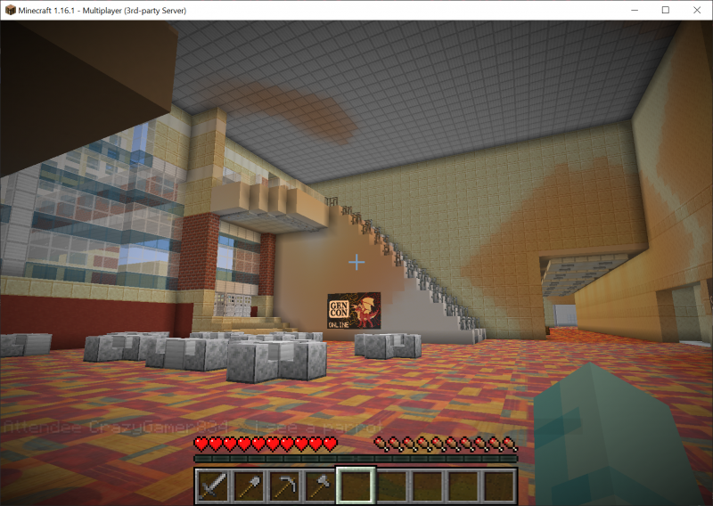 One of the hallways in the Indiana Convention Center, recreated in Minecraft.